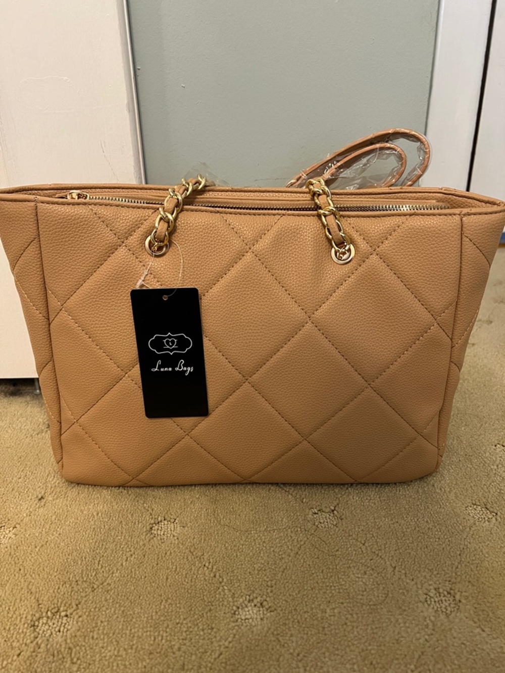 Quilted Tote in Camel
